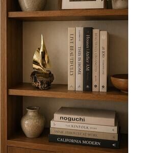 Vintage Mid Century Modern Brass Sailboat Ship with Wood Base